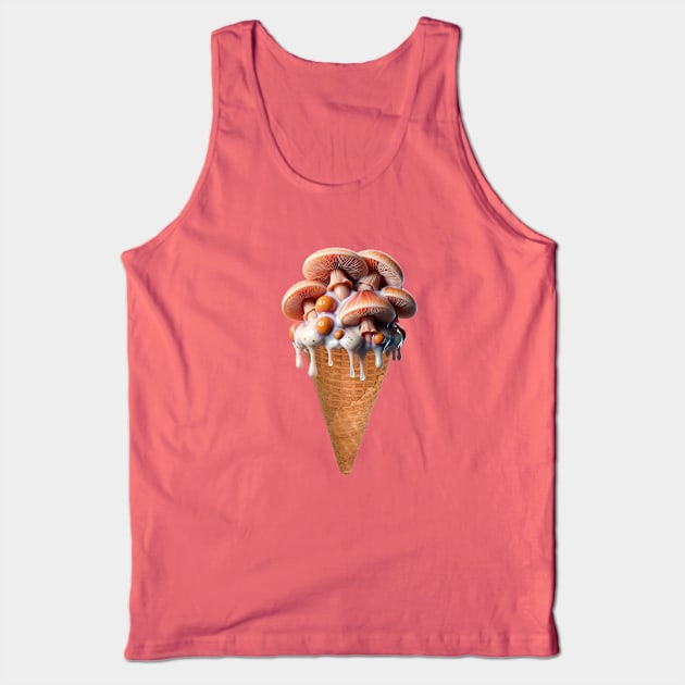 digital collage- Slimy Mushroom Ice-cream Tank Top by Fantasy West Design